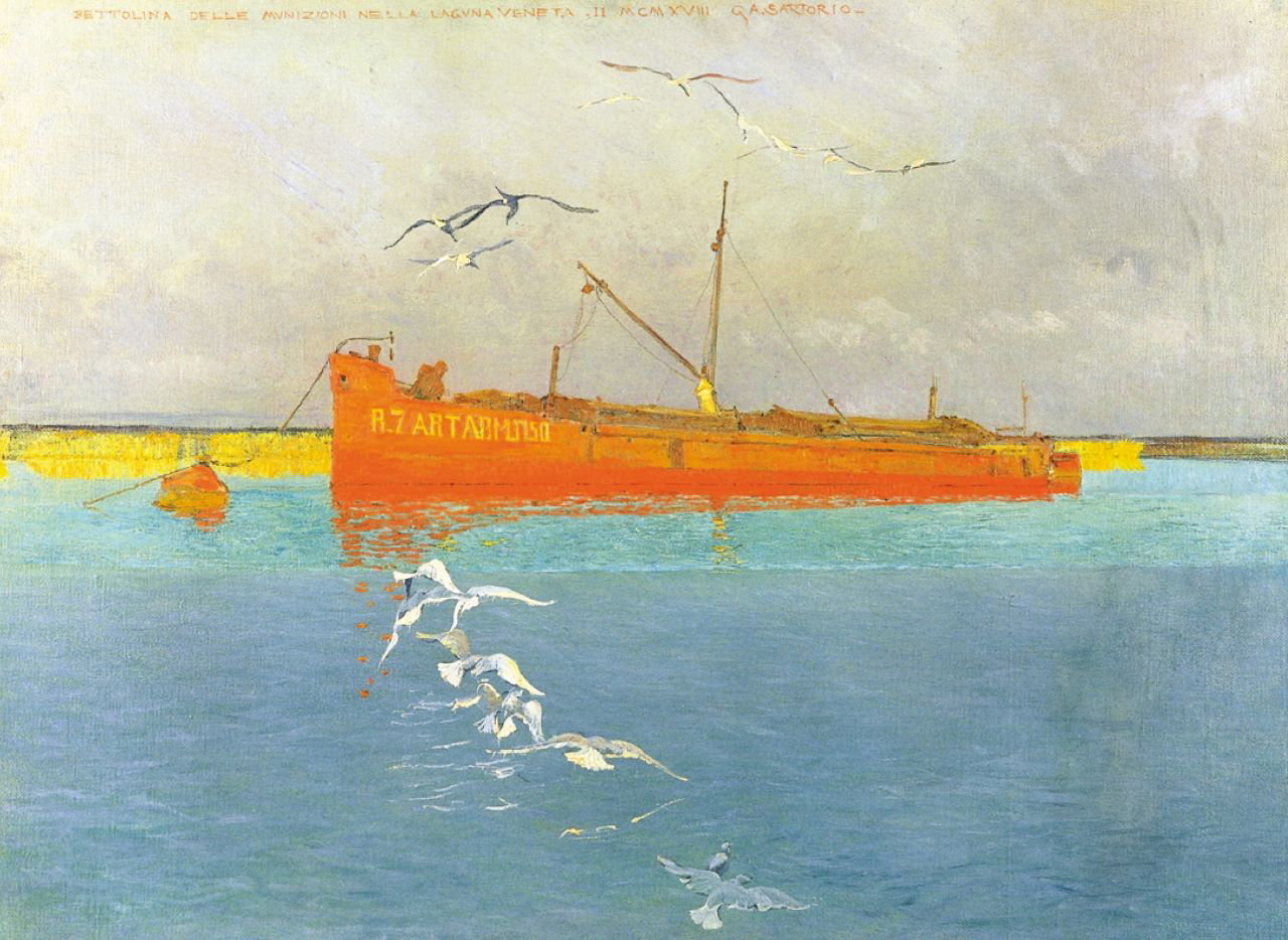 Bettolina delle munizioni nella laguna veneta